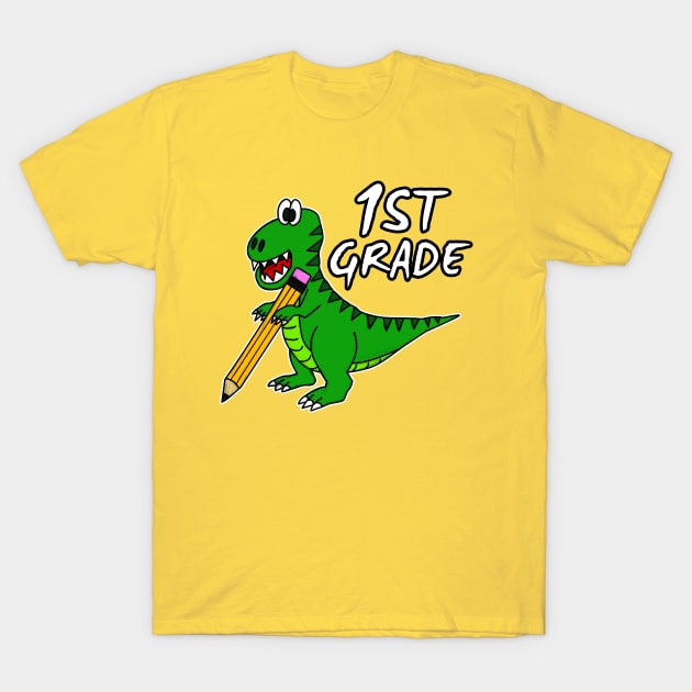 1st Grade Dinosaur T-Rex Back To School 2022 T-Shirt by doodlerob